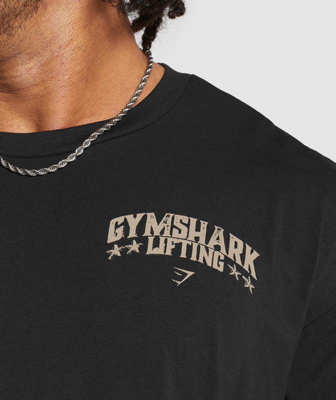 Gymshark Lifting Stars T-Shirt T-Shirt Heren Zwart | ZGJV70183