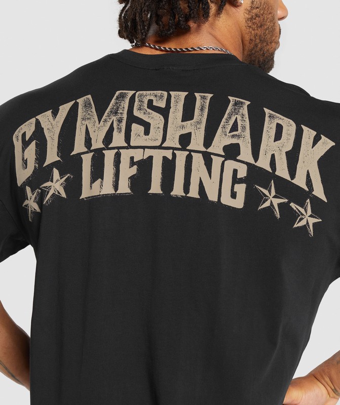 Gymshark Lifting Stars T-Shirt T-Shirt Heren Zwart | ZGJV70183