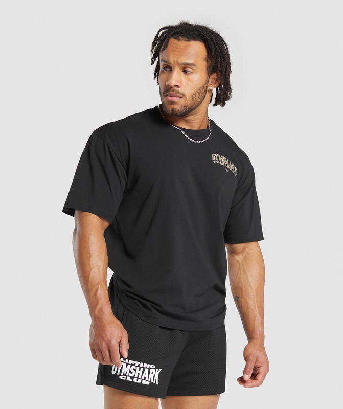 Gymshark Lifting Stars T-Shirt T-Shirt Heren Zwart | ZGJV70183