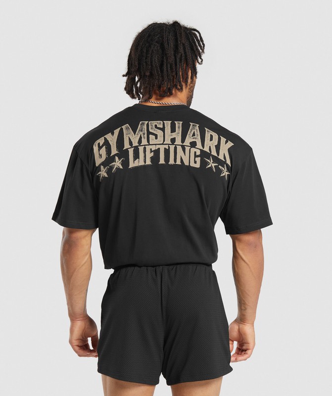 Gymshark Lifting Stars T-Shirt T-Shirt Heren Zwart | ZGJV70183