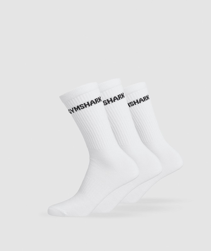 Gymshark Lite Crew Socks 3pk Sokken Heren Wit | TKZD83104