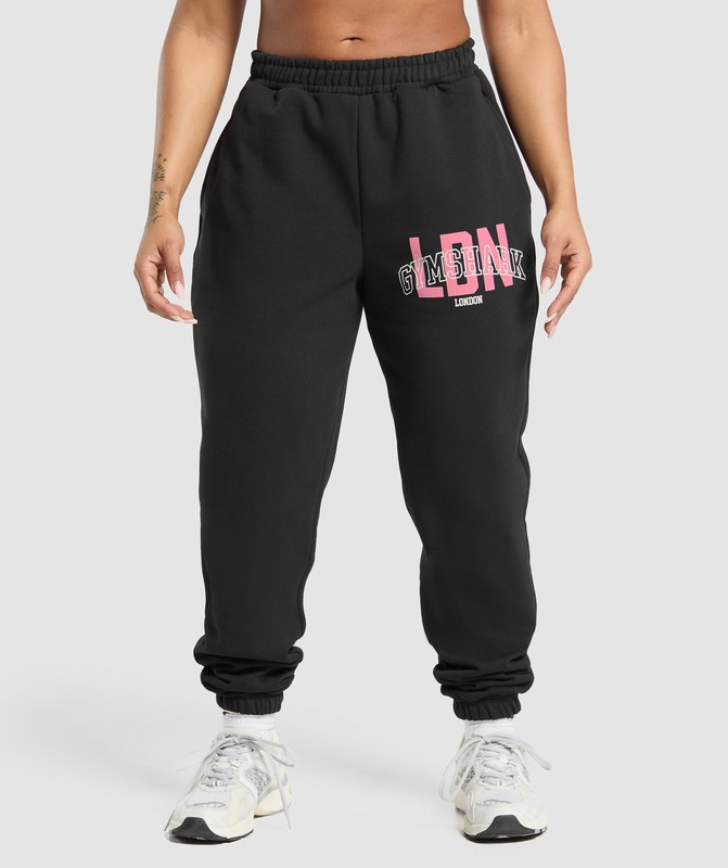 Gymshark London City Graphic Jogger Joggingbroek Dames Zwart | CUZB43582