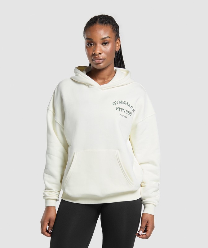 Gymshark London Fitness Club Graphic Oversized Hoodie Hoodie Dames Wit | UFPY92604