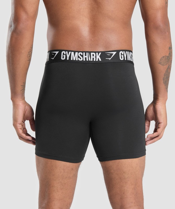 Gymshark Long Boxer Brief 3Pk Slip Heren Zwart Zwart Zwart | JNBA41028