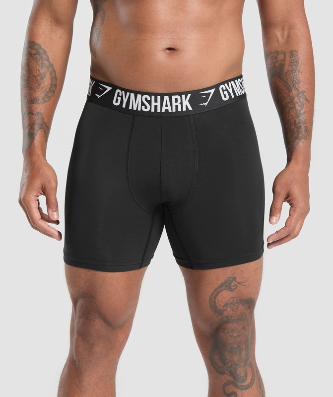 Gymshark Long Boxer Brief 3Pk Slip Heren Zwart Zwart Zwart | JNBA41028