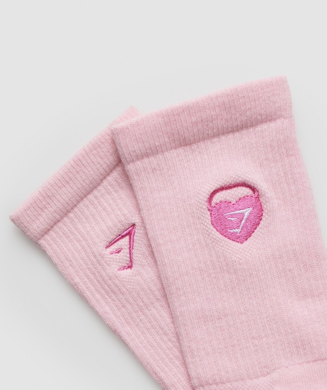 Gymshark Love Heart Cutie Graphic Crew Sock Single Sokken Heren Roze | PWZL86504