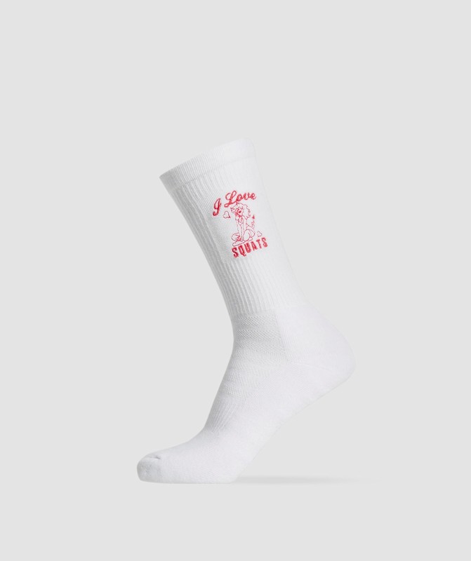 Gymshark Love Squats Graphic Crew Sock Single Sokken Dames Wit Rood | TEHK34526