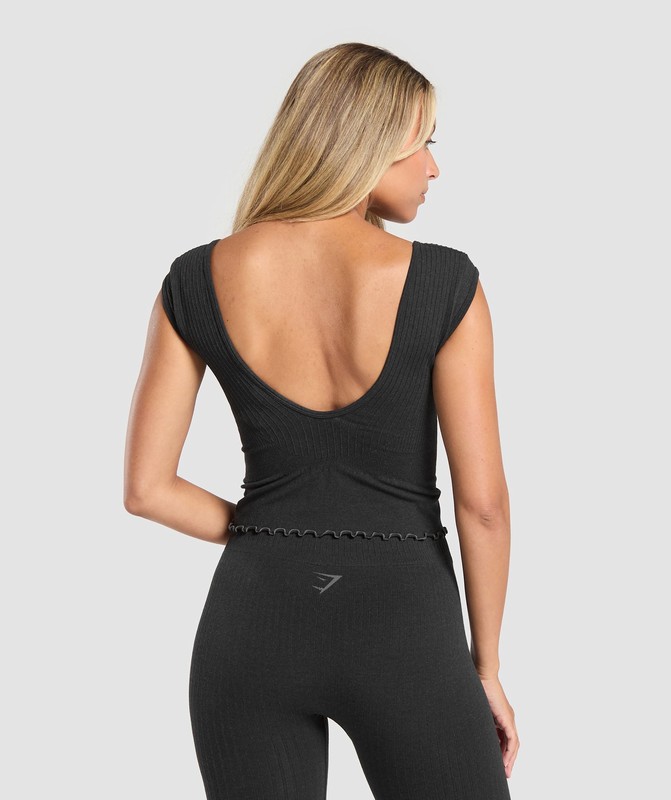 Gymshark Luxe Seamless Crop Top Crop Top Dames Coal Marl | XRUB09876