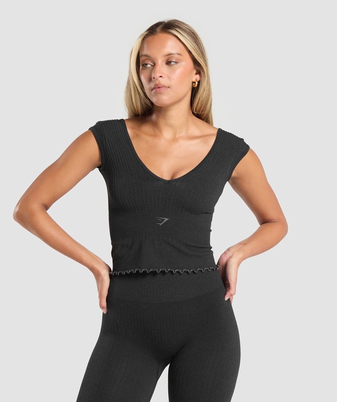 Gymshark Luxe Seamless Crop Top Crop Top Dames Coal Marl | XRUB09876