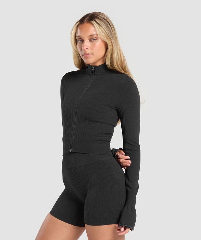Gymshark Luxe Seamless Jacket Jas Dames Coal Marl | PHDG13840