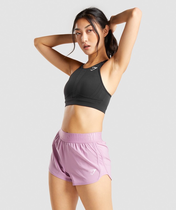 Gymshark Mesh Neckline Training Sports Bra Sport BH Dames Zwart | EPHA93568