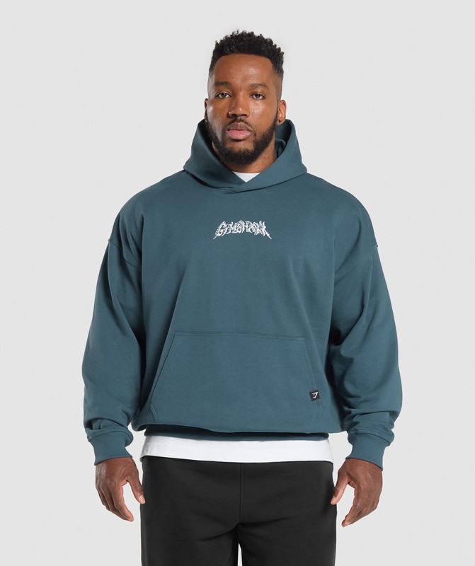 Gymshark Metal Lifting Graphic Hoodie Hoodie Heren Blauw | PGBO78916