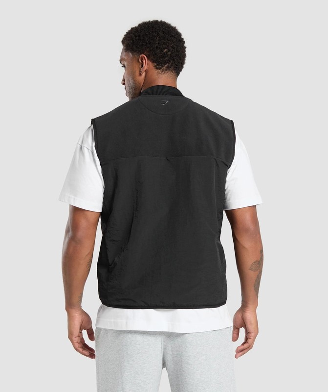 Gymshark Micro Fleece Gilet Vest Heren Zwart | CMUD17493