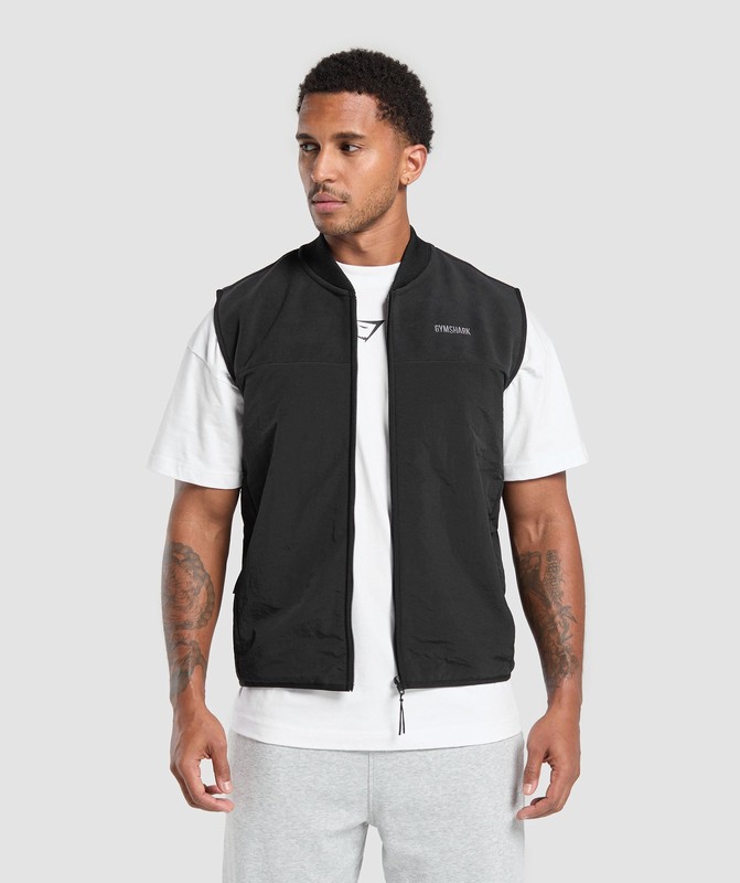Gymshark Micro Fleece Gilet Vest Heren Zwart | CMUD17493