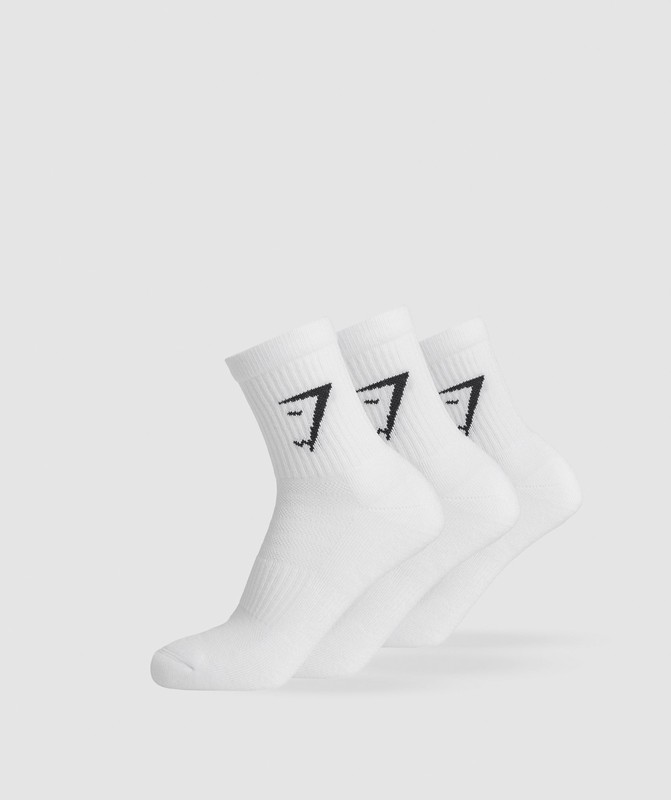 Gymshark Midi 3pk Socks Sokken Dames Wit | LYTV54720