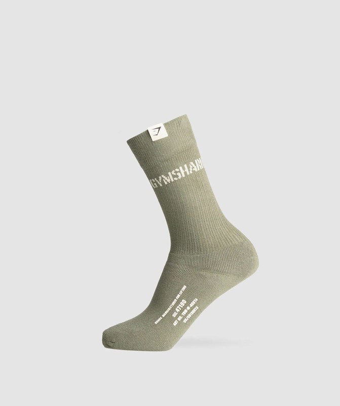 Gymshark Military Crew Sock Sokken Dames Groen | SPOR78492