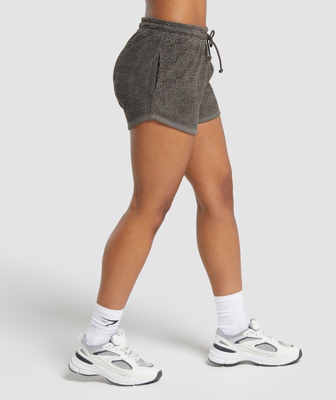 Gymshark Monogram Towel Short Korte Broek Dames Groen | KQJP63459