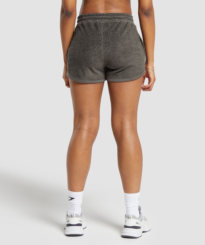 Gymshark Monogram Towel Short Korte Broek Dames Groen | KQJP63459