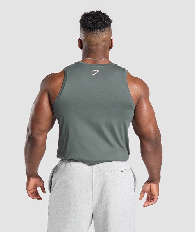 Gymshark Movin' Metal Graphic Tank Tanktop Heren Slate Teal | YLDP69347
