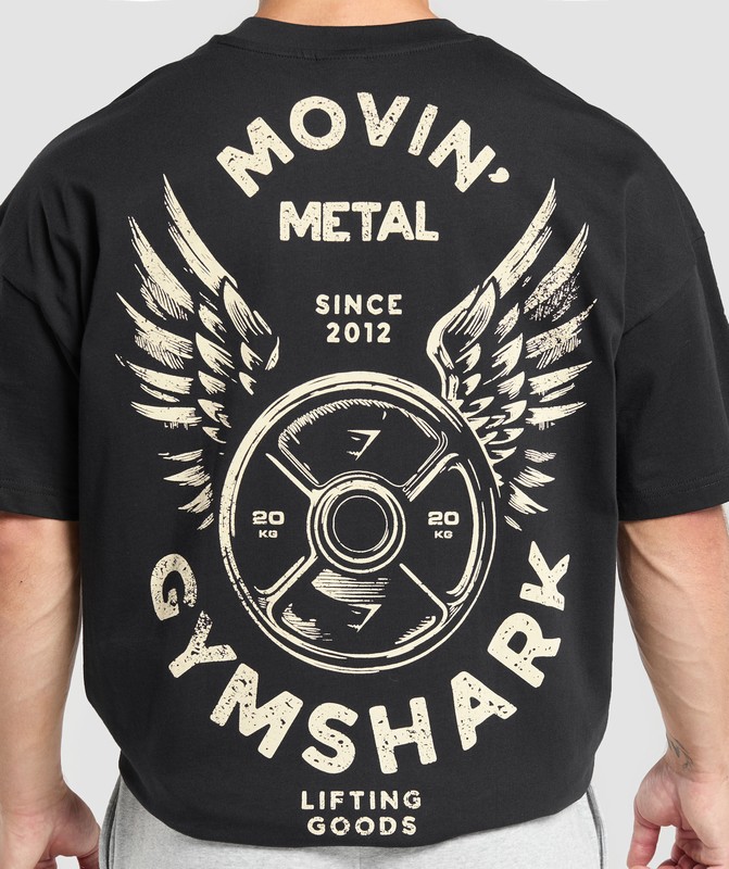 Gymshark Movin' Metal Graphic T-Shirt T-Shirt Heren Zwart | EJUK67590
