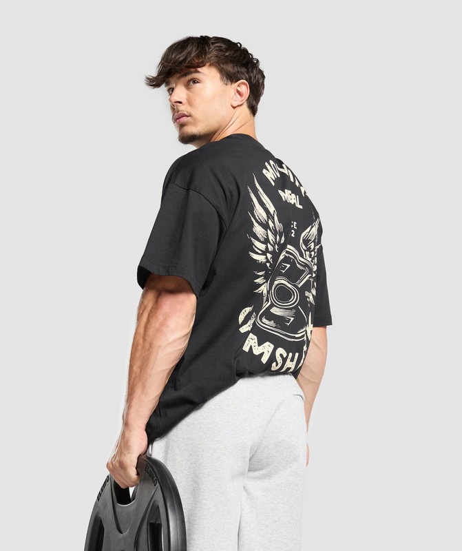 Gymshark Movin' Metal Graphic T-Shirt T-Shirt Heren Zwart | EJUK67590