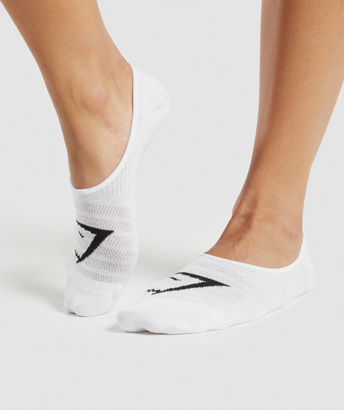 Gymshark No Show Socks 3pk Sokken Dames Wit | ADGT28439
