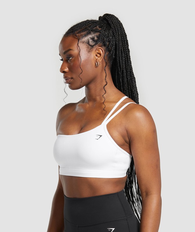 Gymshark One Shoulder Sports Bra Sport BH Dames Wit | ZLIF31657
