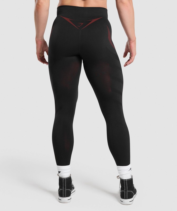 Gymshark Onyx Seamless Leggings Leggings Dames Zwart Rood | GDOM64835