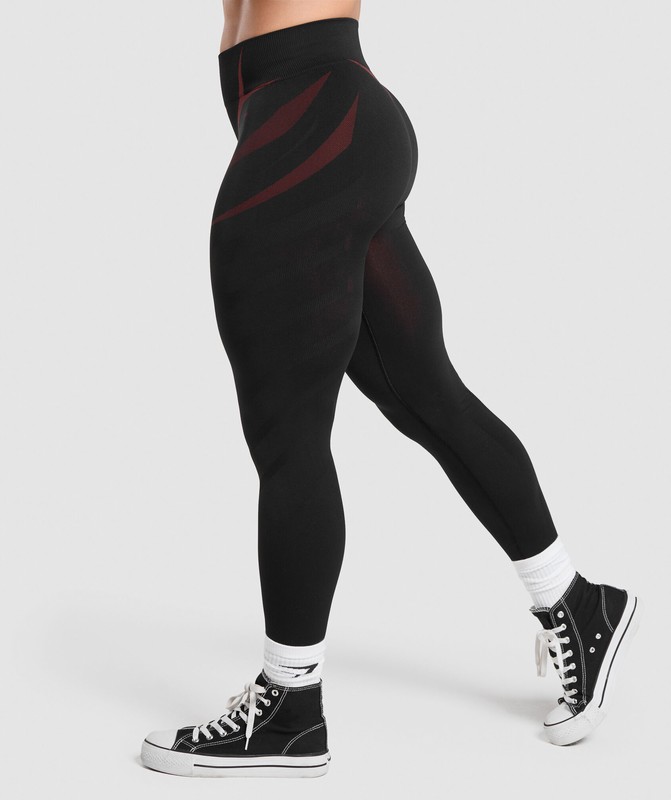 Gymshark Onyx Seamless Leggings Leggings Dames Zwart Rood | GDOM64835