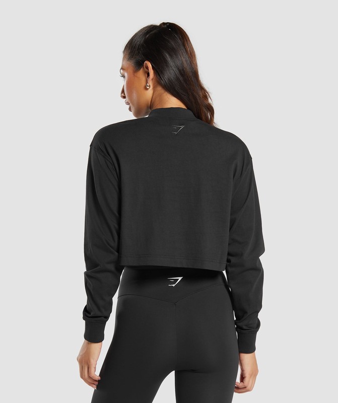 Gymshark Outline Oversized Top Top Dames Zwart | WOLY49837