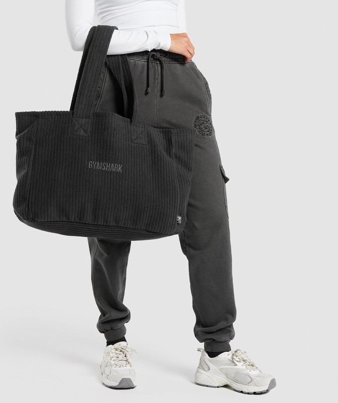 Gymshark Oversized Cord Tote Bag Tas Dames Zwart | GKRU23648