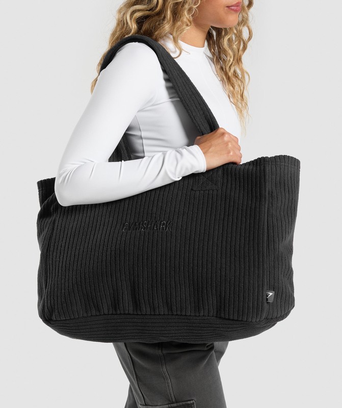 Gymshark Oversized Cord Tote Bag Tas Dames Zwart | GKRU23648