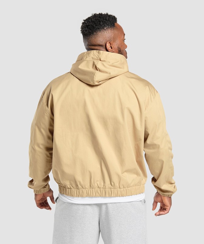 Gymshark Oversized Hooded Jacket Jas Heren Beige | LKJV05963