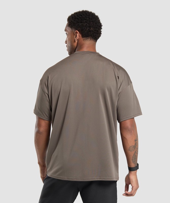 Gymshark Oversized Performance T-Shirt T-Shirt Heren Camo Bruin | DUNG62480