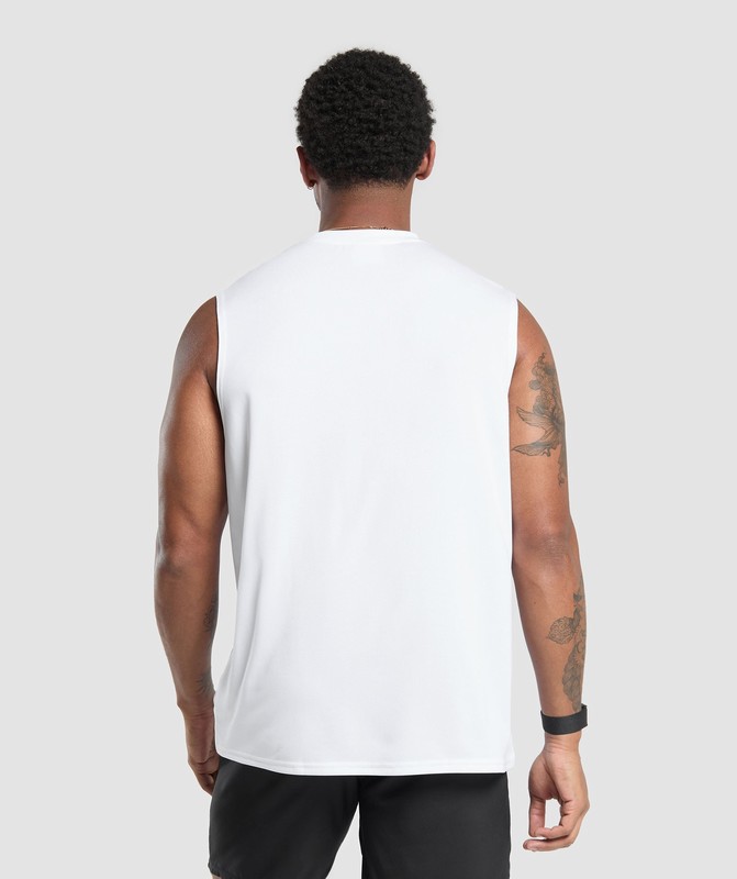Gymshark Oversized Performance Tank Tanktop Heren Wit | IQLO29537