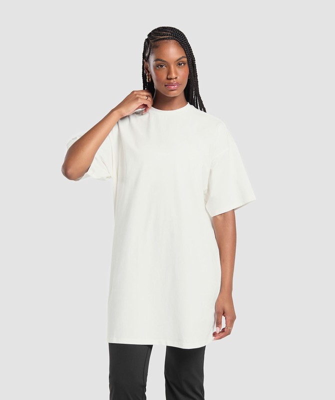 Gymshark Oversized T-Shirt Dress T-Shirt Dames Wit | SXMO08721