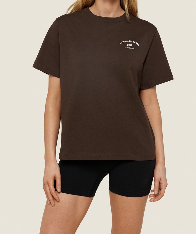 Gymshark Pe Graphic T-Shirt T-Shirt Dames Bruin | LCRP75104