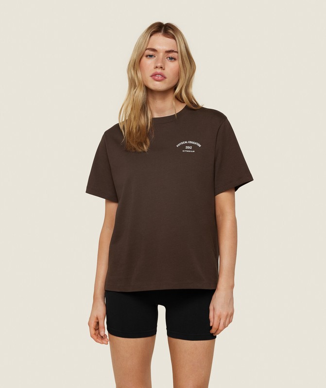 Gymshark Pe Graphic T-Shirt T-Shirt Dames Bruin | LCRP75104