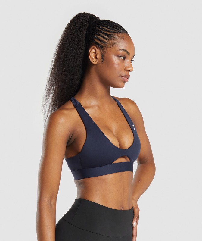 Gymshark Peek A Boo Sports Bra Sport BH Dames Blauw | HMNY86253
