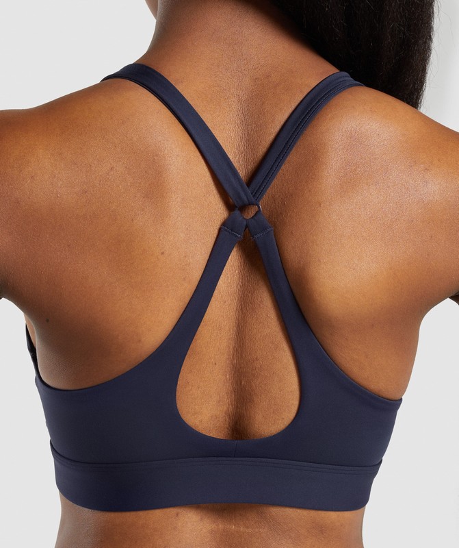 Gymshark Peek A Boo Sports Bra Sport BH Dames Blauw | HMNY86253