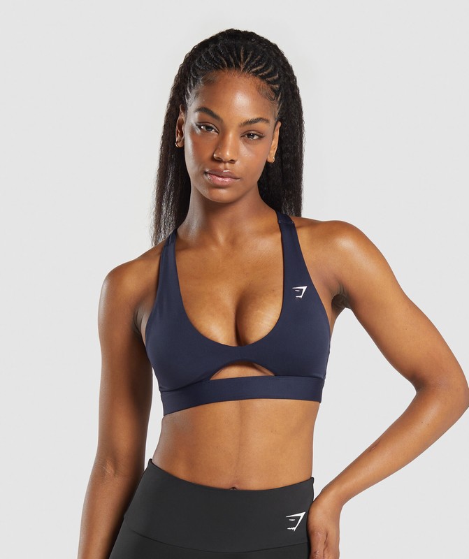 Gymshark Peek A Boo Sports Bra Sport BH Dames Blauw | HMNY86253
