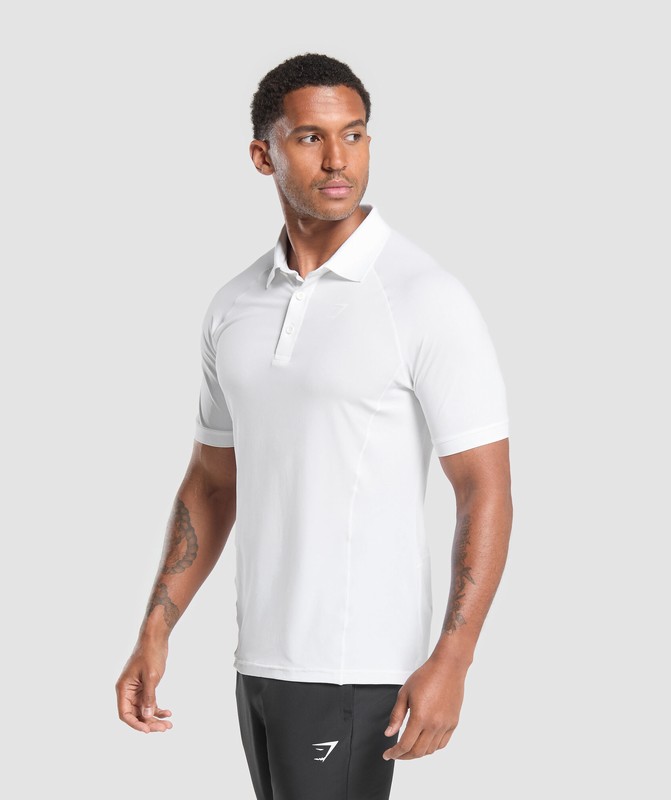 Gymshark Performance Polo Shirt 2 Poloshirt Heren Wit | JVLM76051