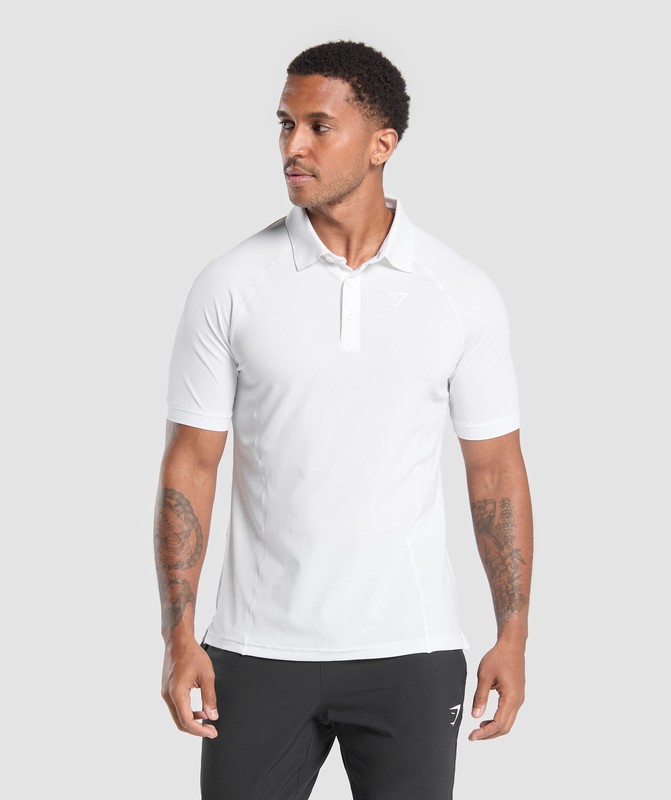 Gymshark Performance Polo Shirt 2 Poloshirt Heren Wit | JVLM76051