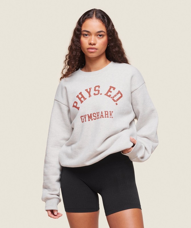 Gymshark Phys Ed Crew Neck Sweatshirt Sweatshirts Dames Lichtgrijs | GTVX04586