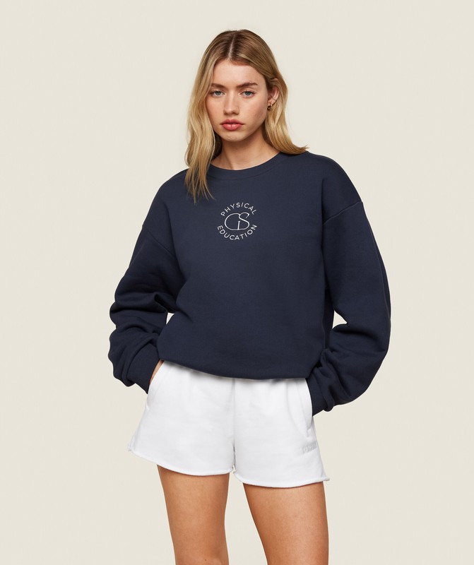 Gymshark Phys Ed Logo Sweatshirt Sweatshirts Dames Blauw | IHAB81570