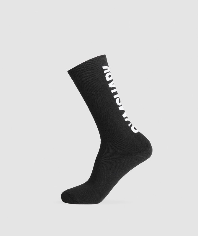 Gymshark Plush Wordmark Crew Sock Sokken Dames Zwart | AOTJ38425