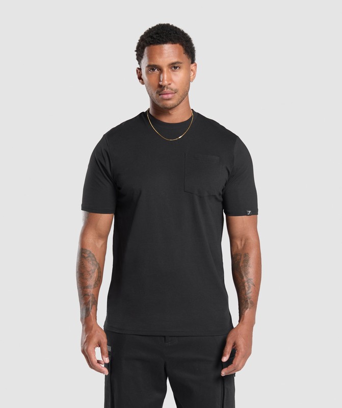 Gymshark Pocket T-Shirt T-Shirt Heren Zwart | WVCX46718