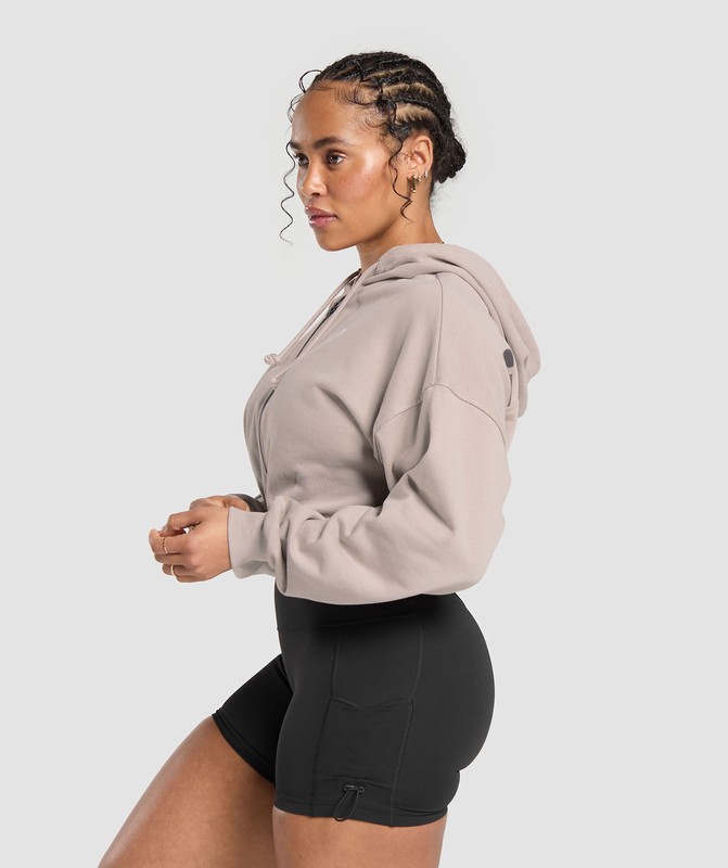 Gymshark Power Midi Zip Hoodie Hoodie Dames Roze | ALGE96035