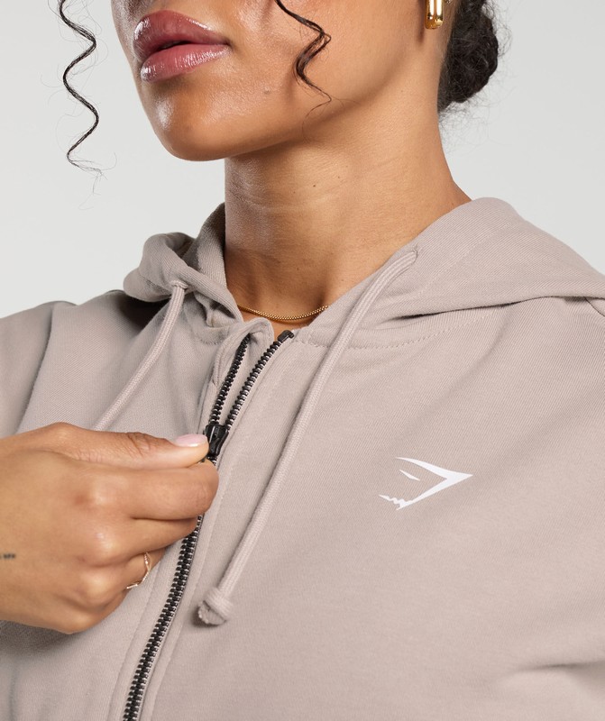 Gymshark Power Midi Zip Hoodie Hoodie Dames Roze | ALGE96035