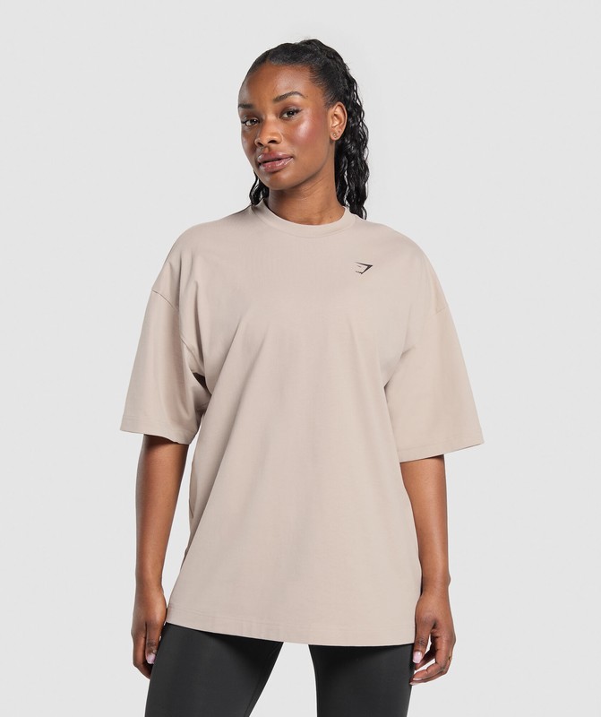 Gymshark Power Overlay OS Baggy Tee GFX T-Shirt Dames Roze | PWDZ24876